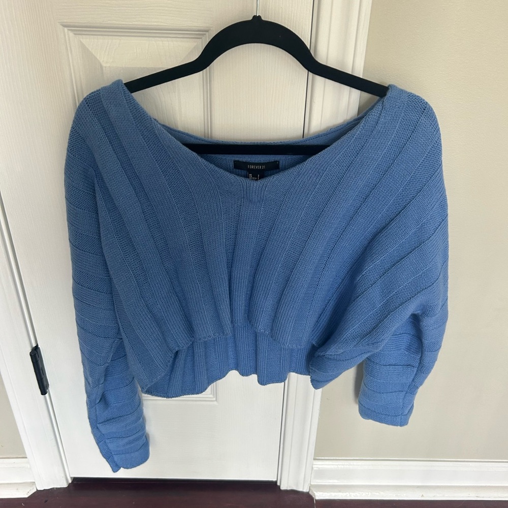 Blue Cropped Sweater.